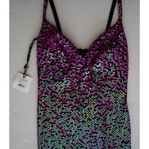 SHO x Tadashi Shoji Sz XS Hot Pink Spaghetti Strap Midi Sheath Party Dress - Picture 11 of 16